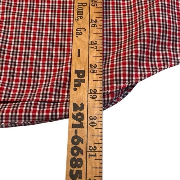 Nautica Long Sleeve Button Up Dress Shirt Small Pattern Red Navy Plaid Men Sz XL - Picture 11 of 12